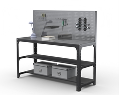 Стол металлический Metalex серия KIT 750х1300х500 + две полки + перфопанель (серый)