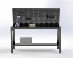 Стол металлический Metalex серия KIT 750х1200х500 + перфопанель (черный)
