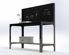 Стол металлический Metalex серия KIT 750х1400х600 + перфопанель (черный)