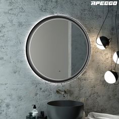 Зеркало Apeggo Flor Led D 800 с бесконтактным сенсором, черный GG90216BL