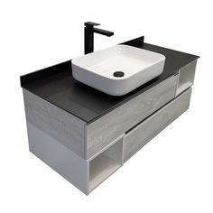 Комплект Comforty: тумба Прага-120 с графитовой столешницей, раковина T-Y9378