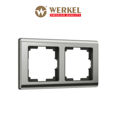 Рамка для розетки, выключателя на 2 поста Werkel W0021602 Metallic глянцевый никель металл