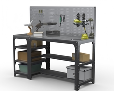 Стол металлический Metalex 201408 KIT 750х1600х400 с боковыми полками, перфопанелью серый
