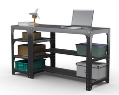 Стол металлический Metalex 201399 KIT 750х1600х400 с боковыми полками, серый