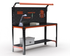 Стол металлический Metalex серия KIT 750х1300х400, 1 полка + перфопанель с комп. освещения