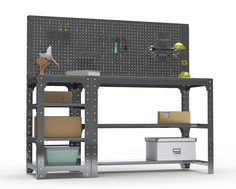 Стол металлический Metalex 201412 KIT 750х1200х600 с боковыми полками, перфопанелью серый