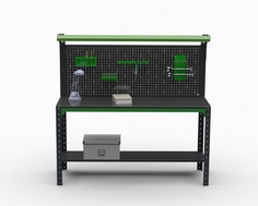 Стол металлический Metalex серия KIT 750х1200х600, 1 полка + перфопанель с комп. освещения