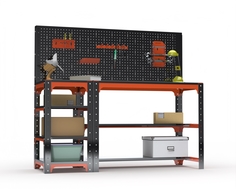 Стол металлический Metalex 201244 KIT 750х1200х400 с боковыми полками, перфопанелью