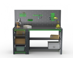 Стол металлический Metalex 201088 KIT 750х1200х600 с боковыми полками и перфопанелью