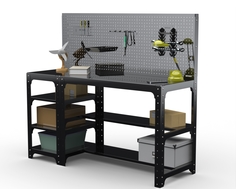 Стол металлический Metalex 201574 KIT 750х1200х600 с боковыми полками, перфопанелью черный