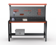 Стол металлический Metalex серия KIT 750х1000х500, 1 полка + перфопанель с комп. освещения