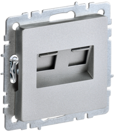 BRITE Розетка двойная RJ11+RJ45 кат.5E РК/Т12-БрА алюминий IEK