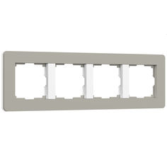 Рамка для розетки и выключателя на 4 поста Werkel Split W0043067 soft-touch дымчатый/белый