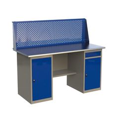 Верстак слесарный металлический с экраном и тумбами Wellmet 1600MLML1P