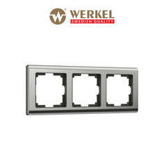 Рамка для розетки / выключателя 3 поста Werkel W0031602 Metallic глянцевый никель металл
