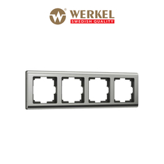 Рамка для розетки, выключателя на 4 поста Werkel W0041602 Metallic глянцевый никель металл