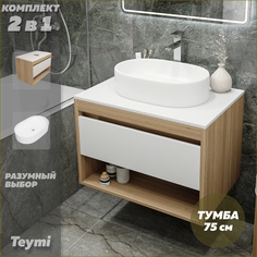 Тумба подвесная с раковиной для ванной 65 F03377 Teymi