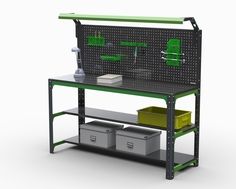 Стол металлический Metalex 201142 KIT 750х1300х600 2 полки + перфопанель с освещением