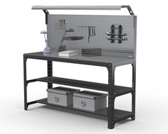 Стол металлический Metalex серия KIT 750х1300х500 2 полки + перфопанель с комп. освещения