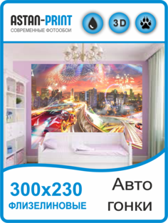 Фотообои детские Astan Гонки на мосту 300х230 флизелиновые
