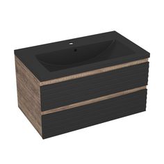 Тумба Bau Stil Loft black brushed, раковина BAU Stil 75, черный металлик, SD5614 Bauedge