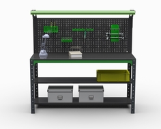 Стол металлический Metalex 201128 KIT 750х1100х400 2 полки + перфопанель с освещением