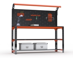 Стол металлический Metalex 201306 KIT 750х1500х600 2 полки + перфопанель с освещением