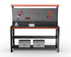 Стол металлический Metalex серия KIT 750х1000х400 2 полки + перфопанель с комп. освещения