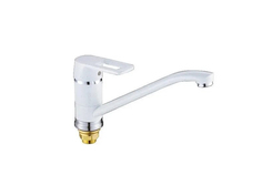 Смеситель для кухни однорычажный Feinise на гайке хром/белый