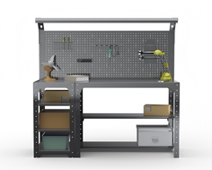 Стол металлический Metalex серия KIT 750х1600х400 с боковыми полками, серый