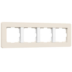 Рамка для розетки и выключателя на 4 поста Werkel Split W0043066 soft-touch айвори/белый