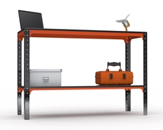 Стол-верстак Metalex серия KIT 950х1300х400 (одна полка) (оранжево-чёрный)