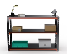 Стол-верстак Metalex 204503 KIT 950х1100х500 с двумя полками, оранжево-чёрный