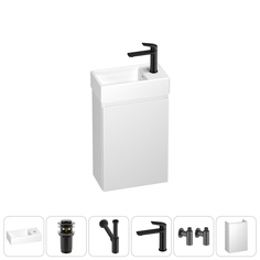 Подвесная тумба с раковиной для ванной и туалета Wellsee WC Area 202010472 в наборе 6 в 1