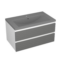 Тумба Bau Stil Loft grey brushed, раковина BAU Stil 75, серый металлик Bauedge