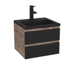 Тумба Bau Stil Loft black brushed, раковина BAU Stil 50, смеситель Hotel Black, черный Bauedge