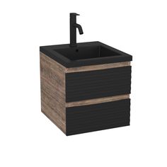 Тумба Bau Stil Loft black brushed, раковина BAU Stil 40, смеситель Dream Black, черный Bauedge