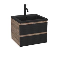 Тумба Bau Stil Loft black brushed, раковина BAU Stil 50, смеситель Dream Black, черный Bauedge