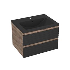 Тумба Bau Stil Loft black brushed, раковина BAU Stil 58, черный металлик Bauedge