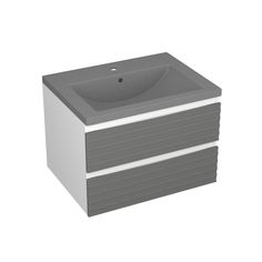 Тумба Bau Stil Loft grey brushed, раковина BAU Stil 58, серый металлик Bauedge