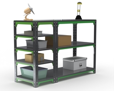 Стол-верстак Metalex серия KIT 950х1700х400 (с бок. полками) (серо-зеленый)