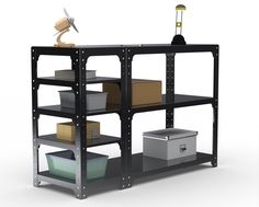 Стол-верстак Metalex серия KIT 950х1200х400 (с бок. полками) (чёрный)