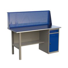 Верстак слесарный стол металлический с экраном и тумбой Wellmet 1600ML1P