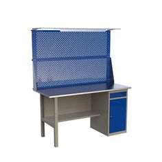 Верстак слесарный стол металлический с освещением и тумбой Wellmet 1600ML1P2