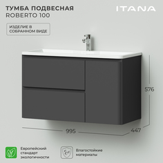 Тумба под раковину подвесная Итана Roberto 2Я 1С 100 995х447х576 Графит
