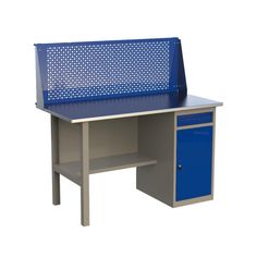 Верстак слесарный металлический с экраном и тумбой Wellmet 1400ML1P