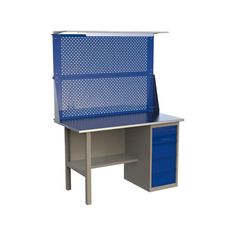 Верстак слесарный стол металлический с освещением и тумбой Wellmet 1400ML5P2