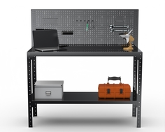Стол-верстак Metalex серия KIT 950х1200х600 (одна полка) + перфопанель, черный