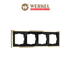 Рамка на 4 поста Werkel Baguette W0042852 черный и латунь для розетки и выключателя