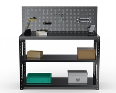 Стол-верстак Metalex 205566 KIT 950х1800х400, две полки + перфопанель, черный